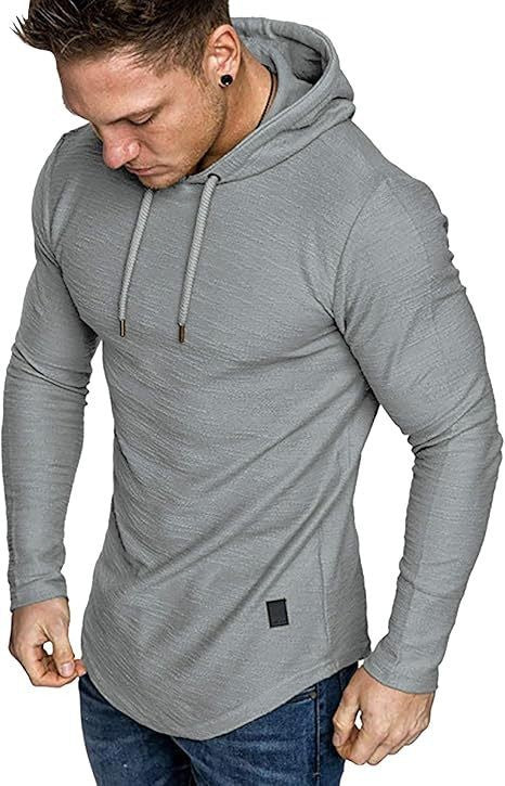 Mens Fashion Hoodies Fleece Long Sleeve Athletic Sweatshirt Pullover T Shirts